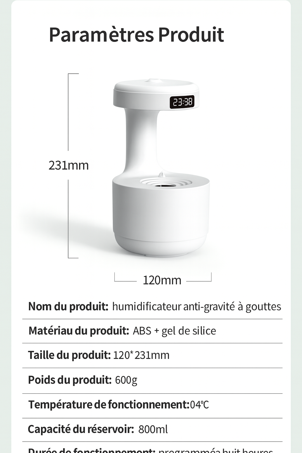 ZenMist™ – Humidificateur Anti-Gravité à Brume Relaxante et Design Futuriste